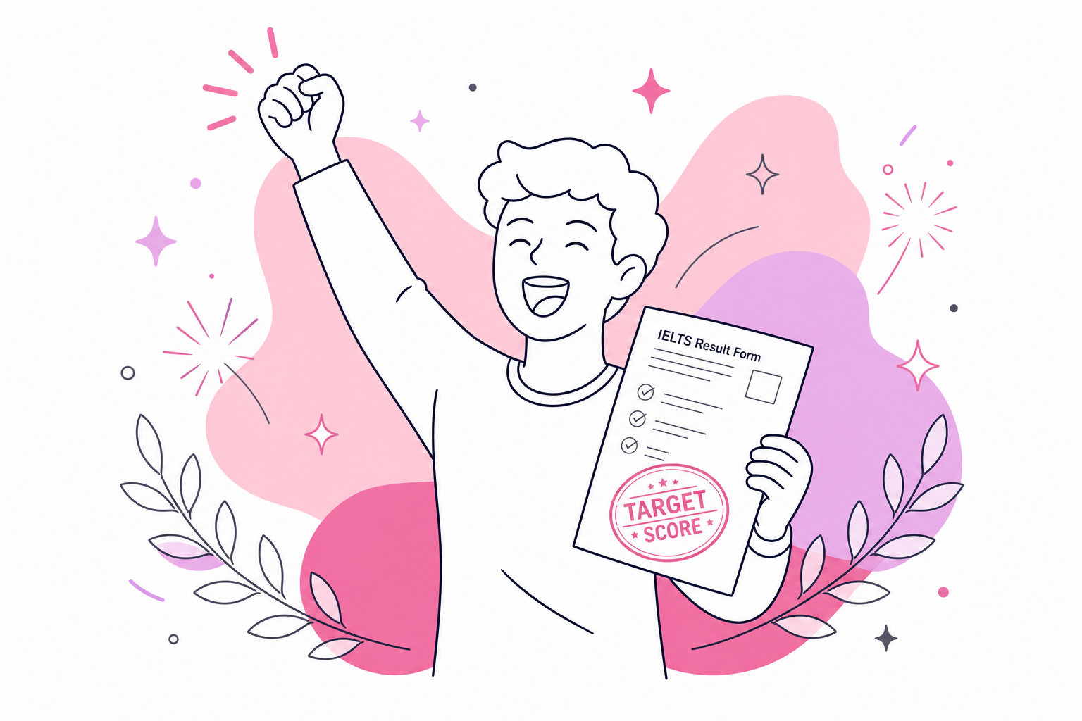 Student celebrating after reaching their target IELTS score